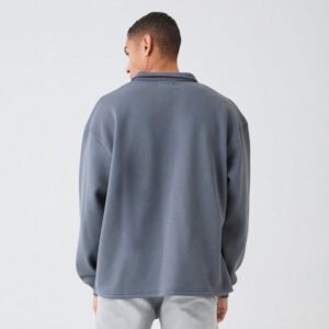 Oversized Revere Sweatshirt Polo – Charcoal