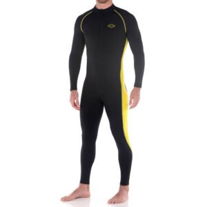 Men Full Body Swimsuit Sun Guard Stinger Suit (Black Yellow)